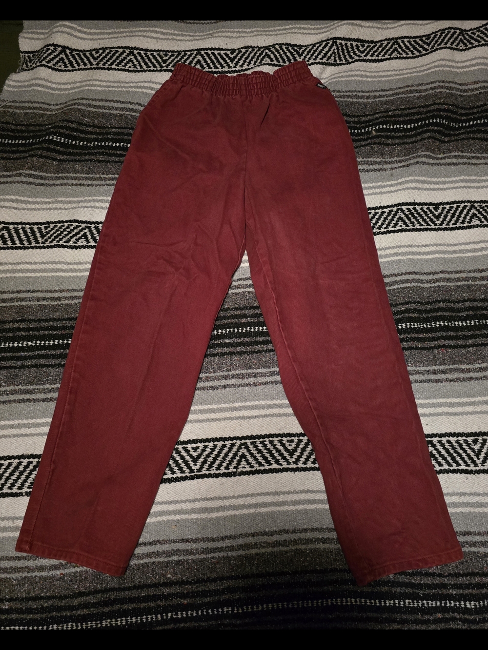 Women's Vintage Chic Elastic Waist Trousers / Burgundy / Size 12